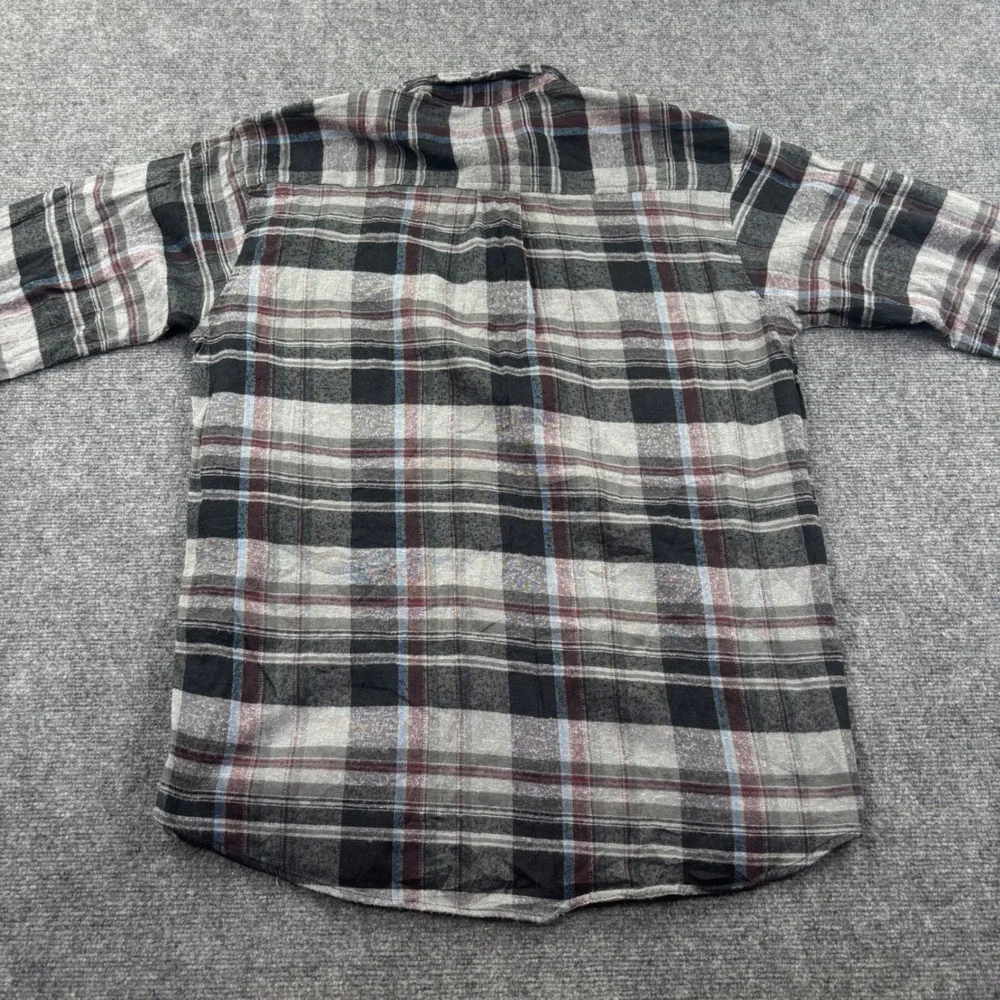 Northpoint Button Down‎ Shirt 2XL Gray Plaid Flannel Long Sleeve Men's